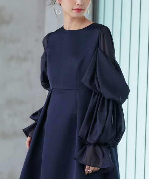 RUIRUE BOUTIQUE（ルイルエブティック） 長袖ワンピース M ネイビー