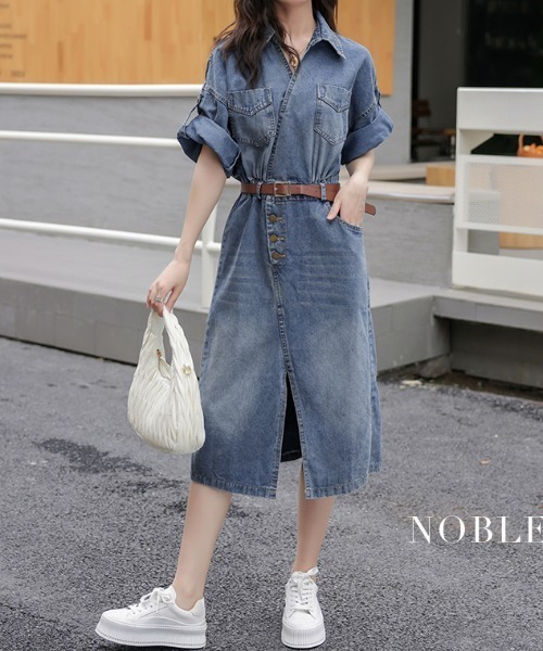 FAVORITO ワンピース 半袖 デニムスリットワンピース : ZOZOTOWN Yahoo