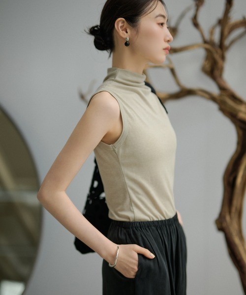 tシャツ high neck sleeveless tops /ハイネックノースリーブ