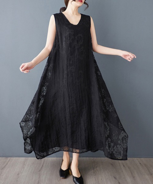ReRe ワンピース 総レースVネックロングワンピース : ZOZOTOWN Yahoo