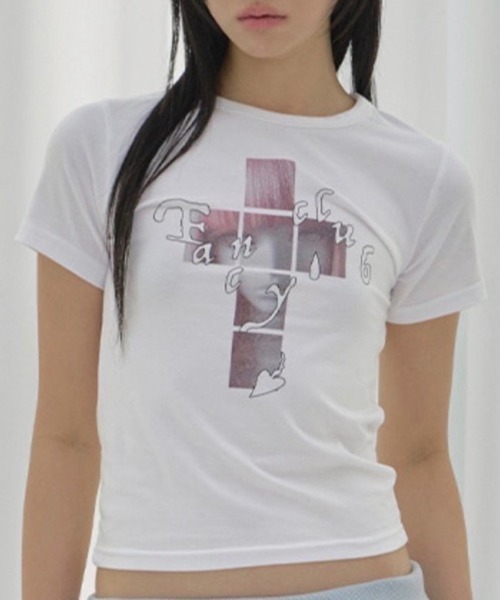 [HAZY CLUB]てぃらCLUBリメイクTシャツ オフホワイト M 完売品 FANCY CLUB（ファンシークラブ） tシャツ 半袖 「FANCY CLUB」CROSS