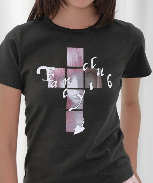 [HAZY CLUB]てぃらCLUBリメイクTシャツ オフホワイト M 完売品 FANCY CLUB（ファンシークラブ） tシャツ 半袖 「FANCY CLUB」CROSS