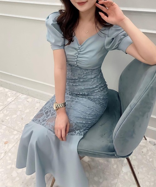 EIMY ISTOIRE（エイミーイストワール） 半袖ワンピース M サックス 