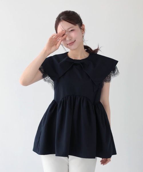 Fit more（フィットモア） フロントリボンレーストップス レディース