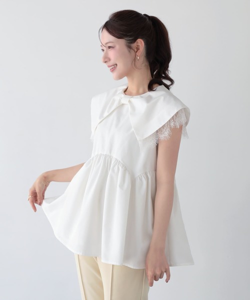 Fit more（フィットモア） フロントリボンレーストップス レディース