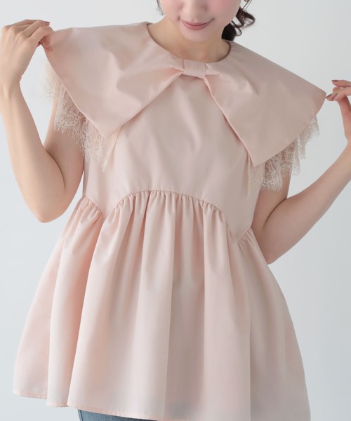 Fit more（フィットモア） フロントリボンレーストップス レディース