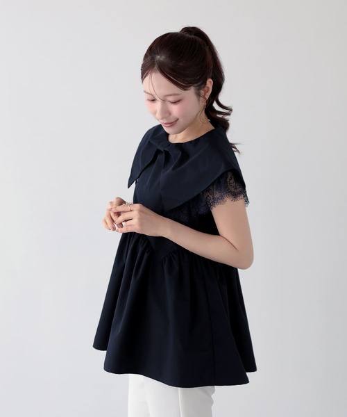 Fit more（フィットモア） フロントリボンレーストップス レディース