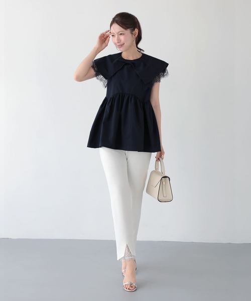 Fit more（フィットモア） フロントリボンレーストップス レディース