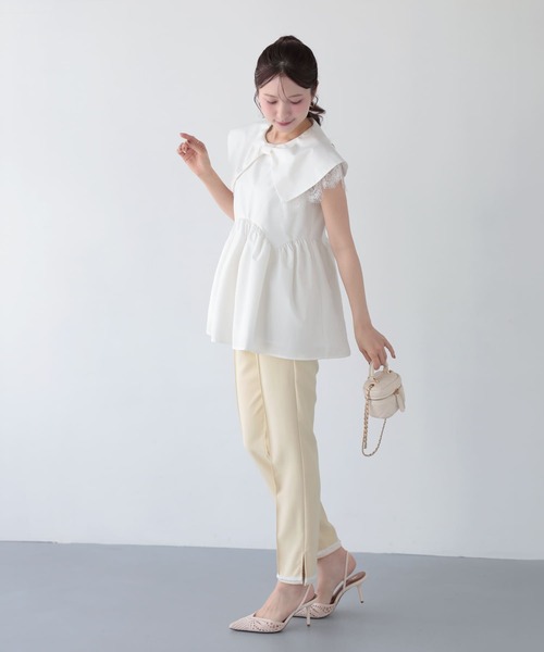 Fit more（フィットモア） フロントリボンレーストップス レディース