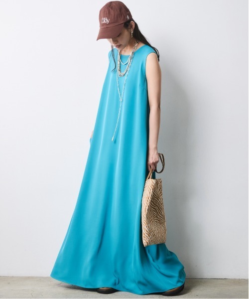 「CHIC STYLE」 ノースリーブワンピース 5L ターコイズブルー レディース_画像2