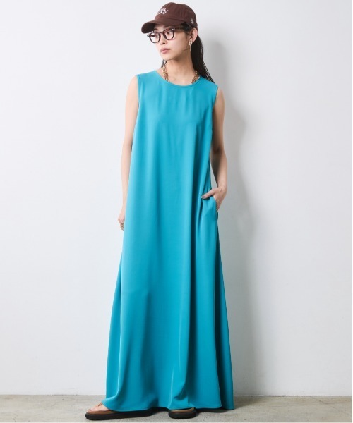「CHIC STYLE」 ノースリーブワンピース 5L ターコイズブルー レディース_画像4