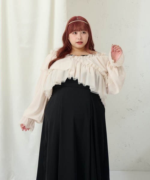 「Louiosy」 長袖ブラウス 3L チャコールグレー レディース_画像2