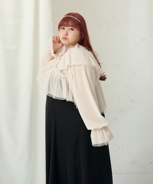 「Louiosy」 長袖ブラウス 3L チャコールグレー レディース_画像4