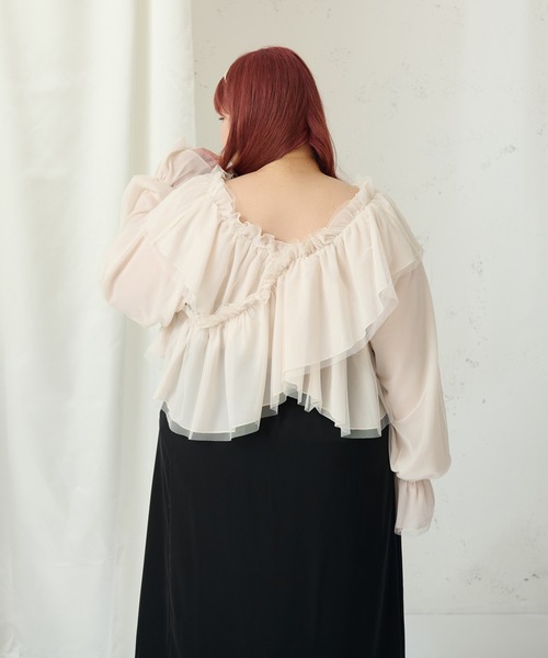 「Louiosy」 長袖ブラウス 3L チャコールグレー レディース_画像5