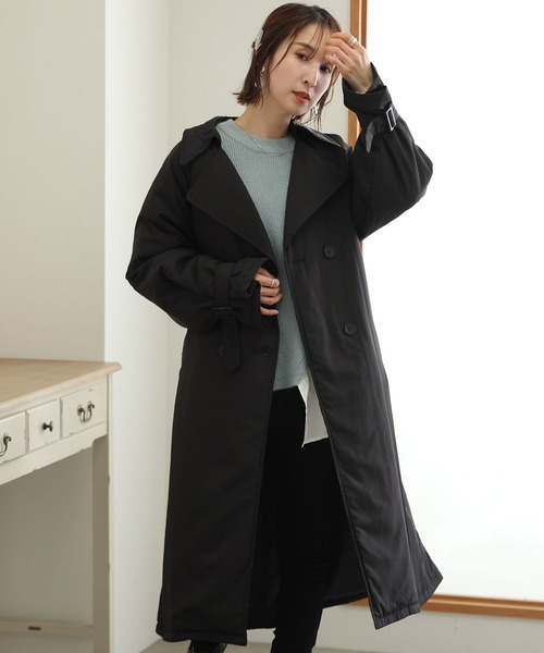 ElegChic ジャケット テーラードジャケット 中わた入りトレンチ風