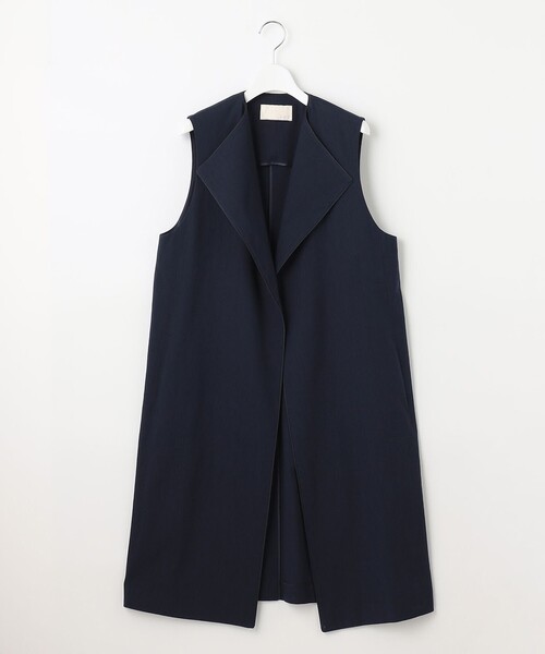 【美品】自由区　テンセルリネンストレッチ ジレ　ネイビー44 自由区 ベスト ジレ 「洗える・XSサイズあり」テンセルリネン