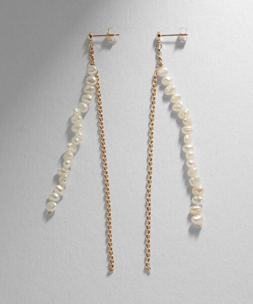 「COCOSHNIK」 パールゴールドピアス COCOSHNIK（ココシュニック） ピアス シルバー フォールディングピアス