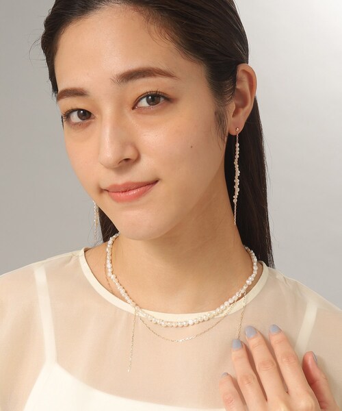 COCOSHNIK（ココシュニック） ピアス K10バロックパールMVチェーン