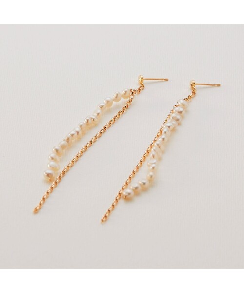 「COCOSHNIK」 パールゴールドピアス COCOSHNIK（ココシュニック） ピアス シルバー フォールディングピアス