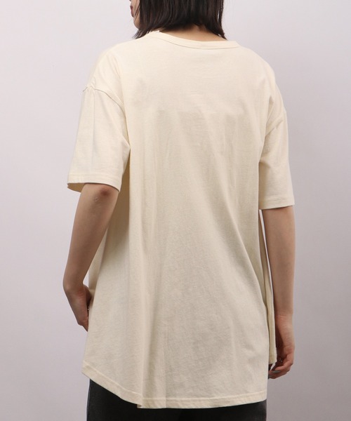 Emago tシャツ EMAGO フラミンゴ刺繍フレア半袖Tシャツ
