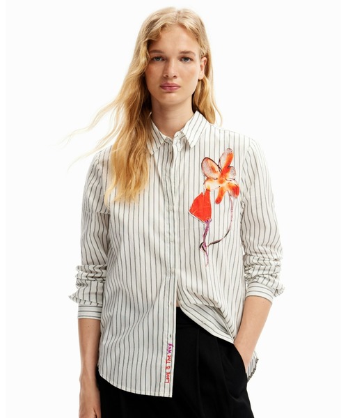 Desigual（デシグアル） シャツ ブラウス フラワー ストライプシャツ 