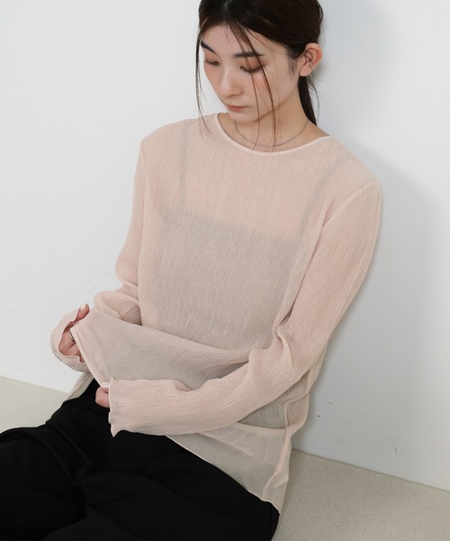 select MOCA（セレクトモカ） tシャツ ランダムプリーツシアートップス
