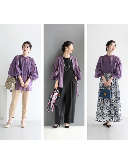ブラウス シャツ ふんわりぽわん袖のシアーブラウストップス レディース cawaii ブラウス シャツ ふんわりぽわん袖のシアーブラウス