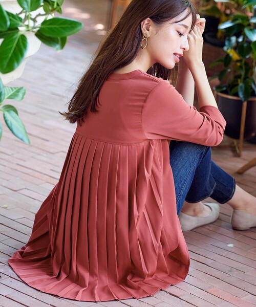 新品LIVIANA CONTIバックプリーツ異素材チュニックイタリア製