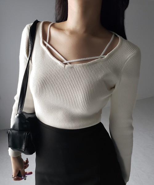 me+em select（ミームセレクト） ニット セーター 「 3color 」クロス