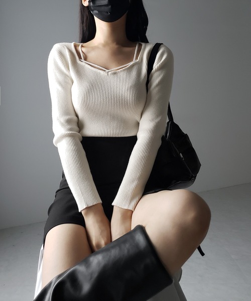 me+em select（ミームセレクト） ニット セーター 「 3color 」クロス