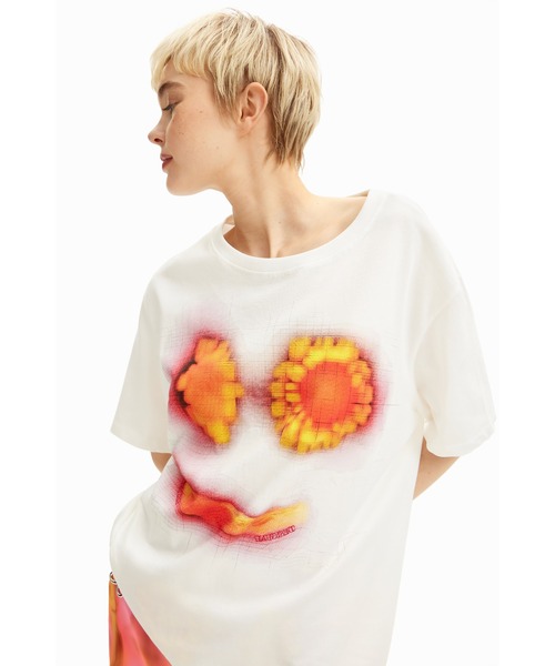 tシャツ 「Desigual×Collina Strada」スプレーアート フェイスTシャツ レディース Desigual tシャツ 「Desigual×Collina Strada」スプレーアート