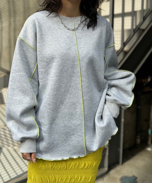 mi via loca トレーナー スウェット 裏起毛配色メロウプル