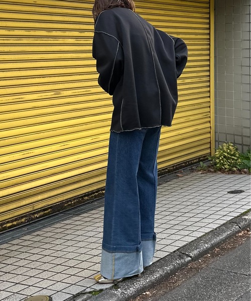 mi via loca トレーナー スウェット 裏起毛配色メロープルオーバー