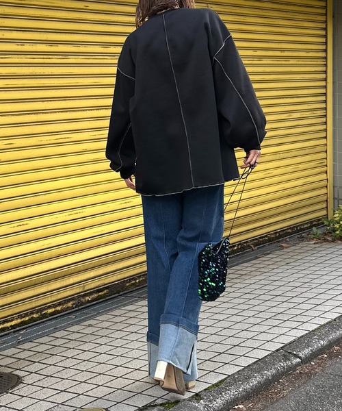 mi via loca トレーナー スウェット 裏起毛配色メロープルオーバー