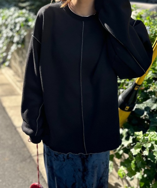 mi via loca トレーナー スウェット 裏起毛配色メロープルオーバー