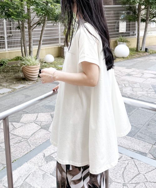 tシャツ フレアースリーブ天竺カットソー/接触冷感/洗える レディース reca tシャツ 「接触冷感」フレンチスリーブフレアTシャツ