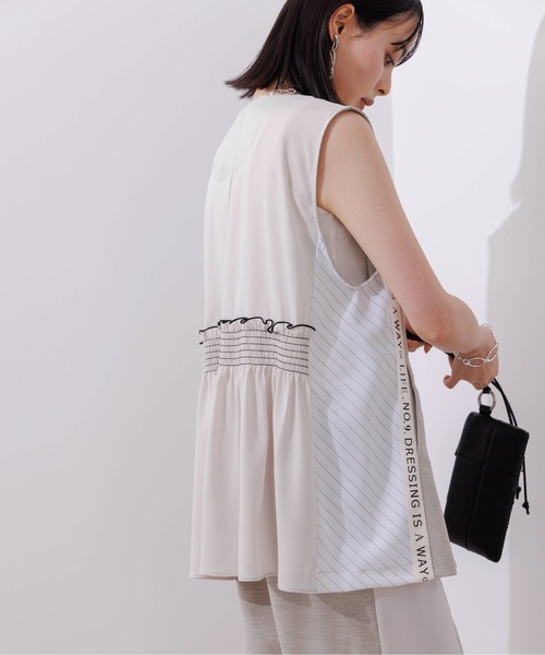 Eimee Law ロゴテープシャーリングジレ Eimee Law ベスト ジレ ロゴテープシャーリングジレ レディース