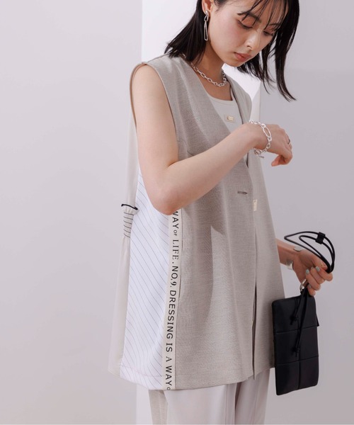 Eimee Law ロゴテープシャーリングジレ Eimee Law ベスト ジレ ロゴテープシャーリングジレ レディース