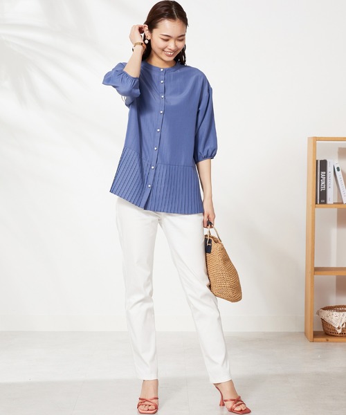 DONNA BELLO  Sサイズ　ブラウス　本体定価23,000円 BELLUNA PLUS（ベルーナプラス） ブラウス シャツ 夏 裾プリーツ切替