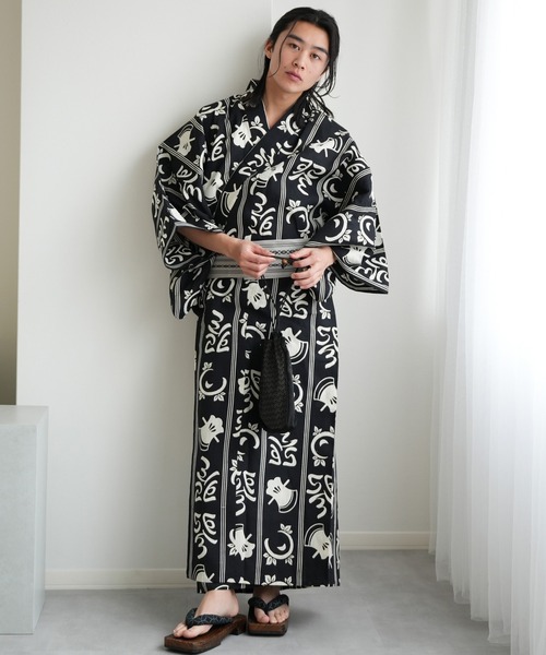 utatane 浴衣 手染め注染メンズ浴衣3点セット utatane×注染工房 斧琴菊