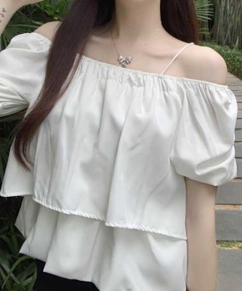 ブラウス シャツ オフショルダー パフスリーブ ブラウス レディース FREAK'S STORE ブラウス シャツ インド スクエアパフブラウス