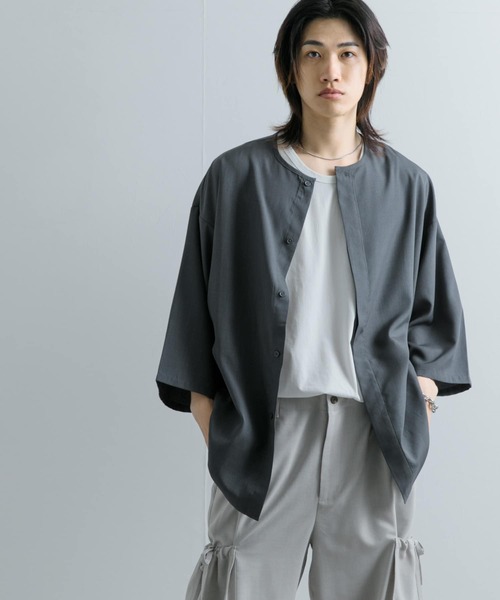 メンズ 半袖シャツ 5分袖シャツ ルーズ S02459 楽天市場】シャツ メンズ 半袖 5分袖 夏 夏服 ストライプ 無地