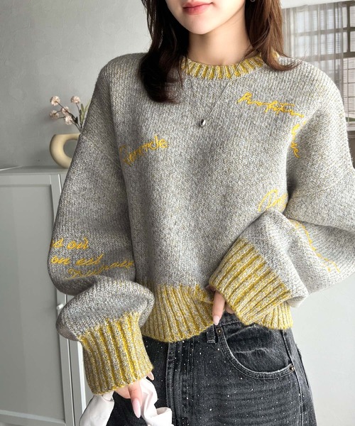 【mily bilet】大人の個性派ニット。ランダム刺繍クロップドニットプルオーバー 楽天市場】【mily bilet】 トップス ニット レディース ランダム