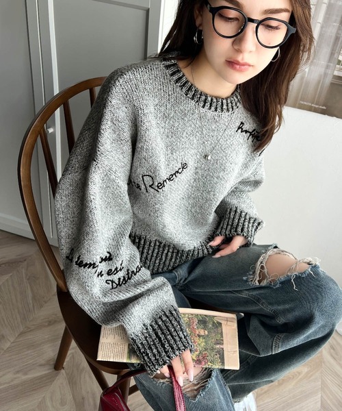 mily bilet ニット セーター 大人の個性派 ニット。ランダム 刺繍