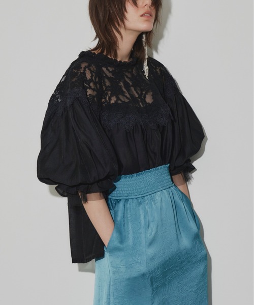 LA BELLE ETUDE」 「bellevintage」7分袖ブラウス FREE ブラック 