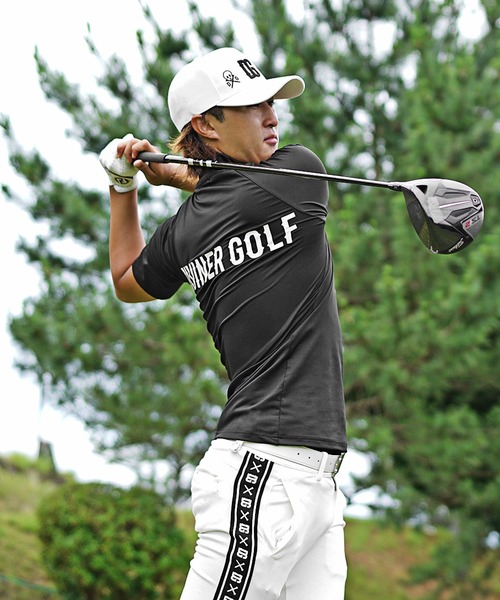 DIVINER GOLF tシャツ 「DIVINER GOLF」袖ロゴモックネック半袖T