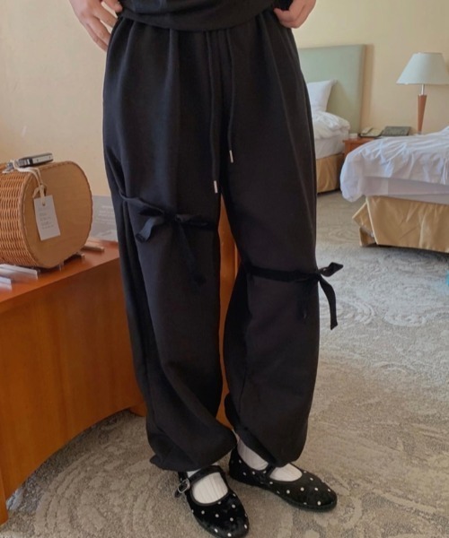 Per sist ence（パーシエンス） パンツ フロントリボンフレアパンツ