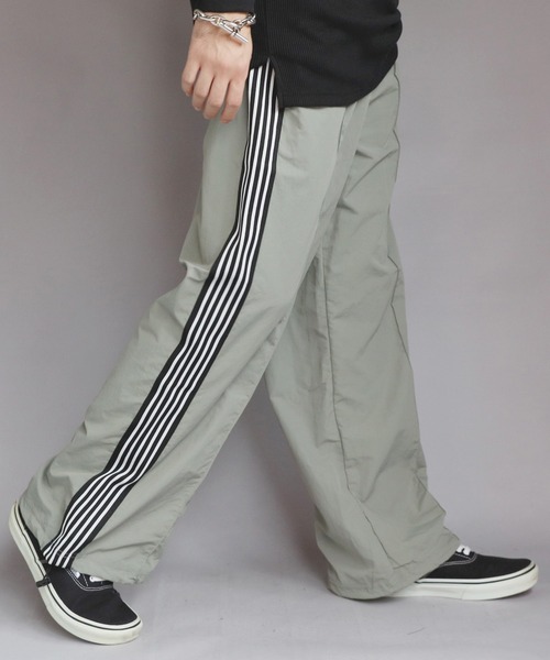 8 パンツ ナイロンライン入りトラックパンツ メンズ レディース