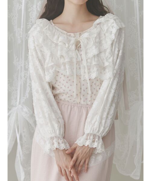 【新品タグ付き】merry jenny レース トップス カーディガン merry jenny カーディガン flowerレースシアーボレロ レディース