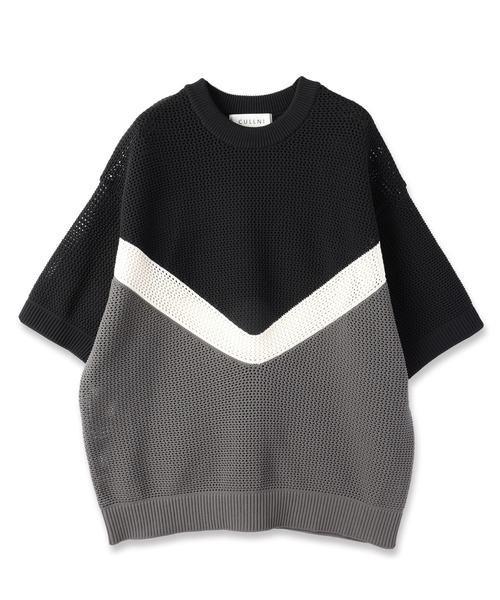 CULLNI（クルニ） セーター ニット Bi Color Mesh Knit Short Sleeve